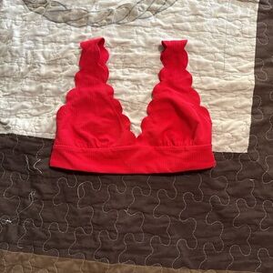 Red Scalloped Bikini Top